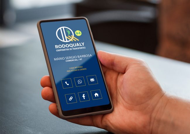 Criação de cartão de visita digital para utilização via Whatsapp para Cooperativa de Transportes Rodoqualy, de São Bernardo do Campo - SP.