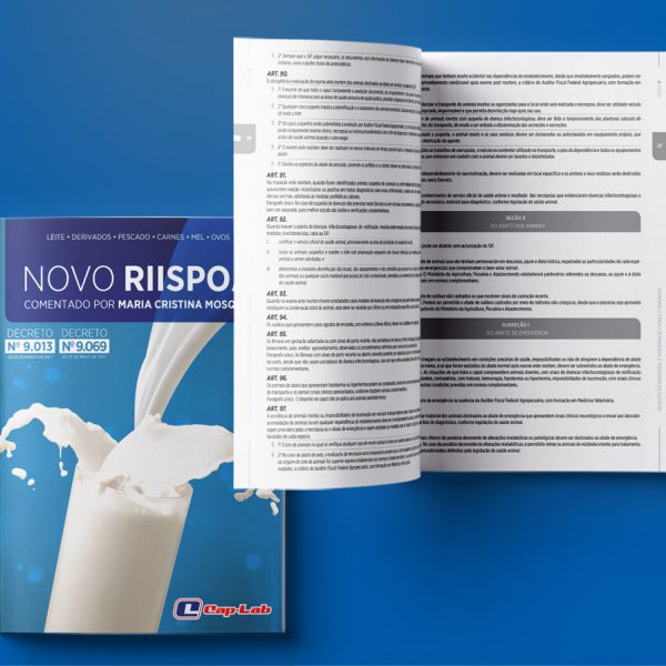 Livro diagramado pela Total FX para Cap-Lab com toda metodologia do novo Riispoa, e seu impacto nas industrias do leite, derivados, pescado, carnes, mel e ovos.