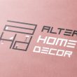 Logo desenvolvido para empresa Alter Home Decor, especializada no comércio de móveis e decoração em geral. O conceito deste logo é o flat com um toque de modernidade.