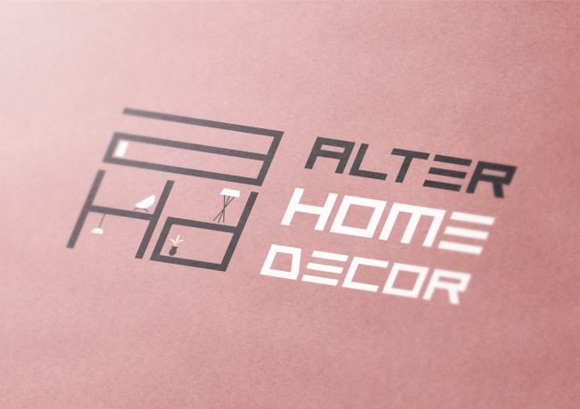 Logo desenvolvido para empresa Alter Home Decor, especializada no comércio de móveis e decoração em geral. O conceito deste logo é o flat com um toque de modernidade.
