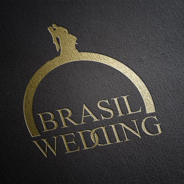 Criação de logo para empresa de decoração e festas de casamento Brasil Wedding, estilo vintage e flat mesclados.