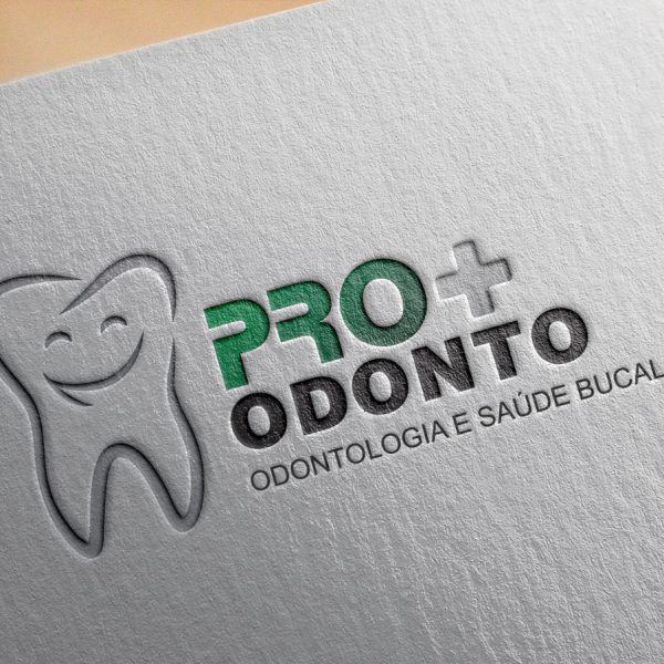 Criação de logo marca para Pro+ Odonto, oferecendo dentistas, planos odontológicos e cirurgiã dentista, esta empresa pertence ao grupo Pro Ocupacional segurança e medicina do trabalho.