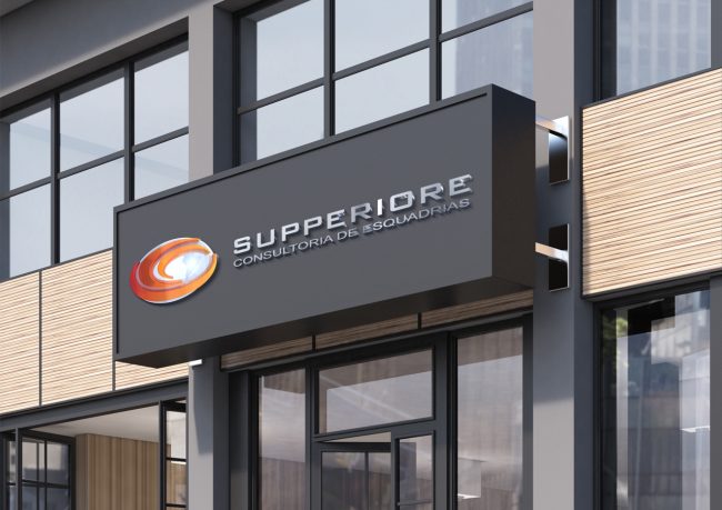 Logo criado e desenvolvido para Supperiore, consultoria de esquadrias de alumínio, tanto 3d quanto vetores foram empregados em sua construção.