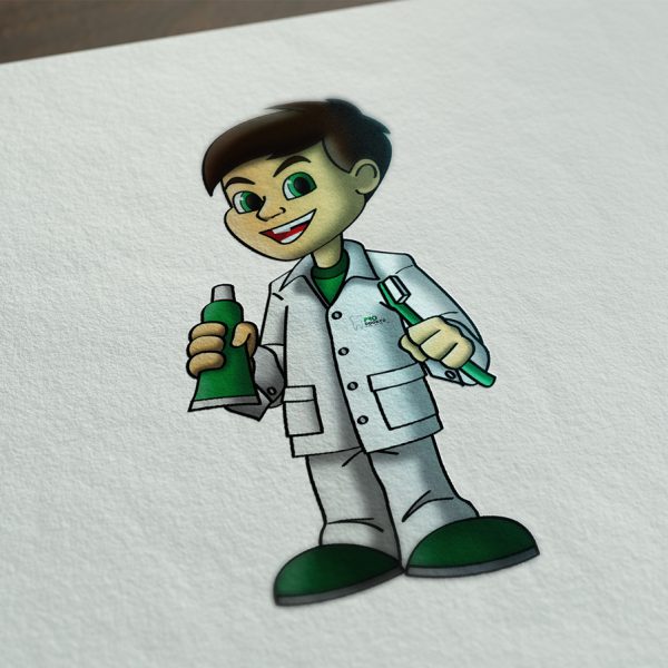 Criação de mascote para Pro+ Odonto, empresa que oferece serviços de dentista, planos odontológicos e cirurgiã dentista, esta empresa pertence ao grupo Pro Ocupacional segurança e medicina do trabalho.