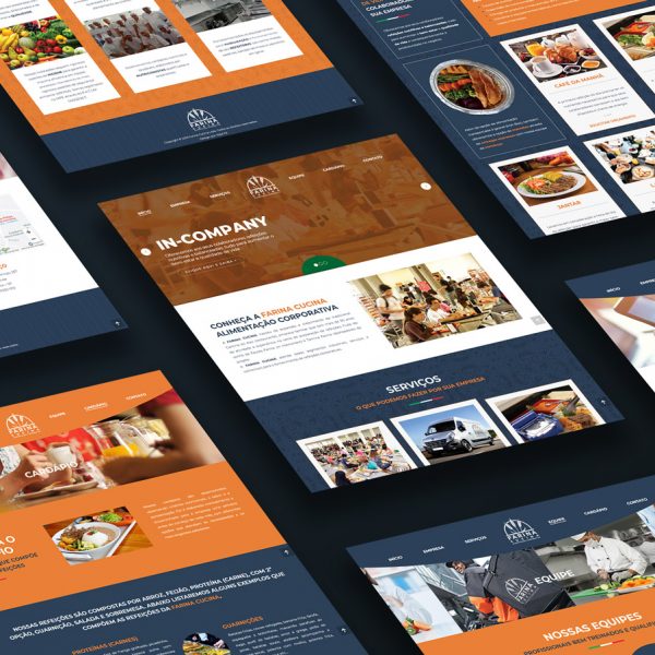 Desenvolvimento e criação de site para Farina Cucina, empresa voltada a alimentação corporativa, onde entrega e prepara refeições.
