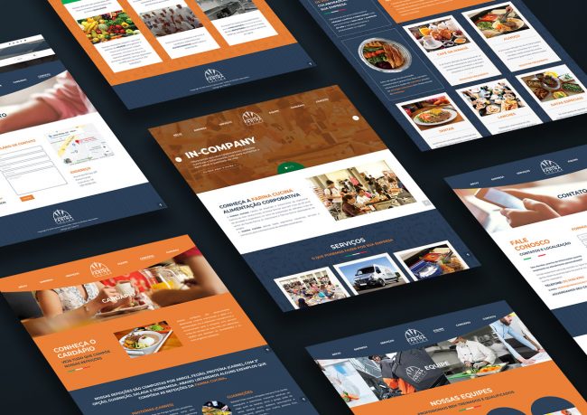 Desenvolvimento e criação de site para Farina Cucina, empresa voltada a alimentação corporativa, onde entrega e prepara refeições.