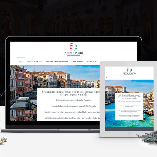 Criação de site para assessoria na aquisição de cidadania italiana e nacionalidade portuguesa Tutto a Posto.