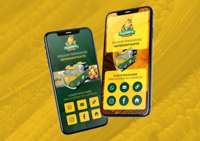 Criação de cartões de visita para serem enviados via Whatsapp ou Telegram para o Tio da Pamonha.